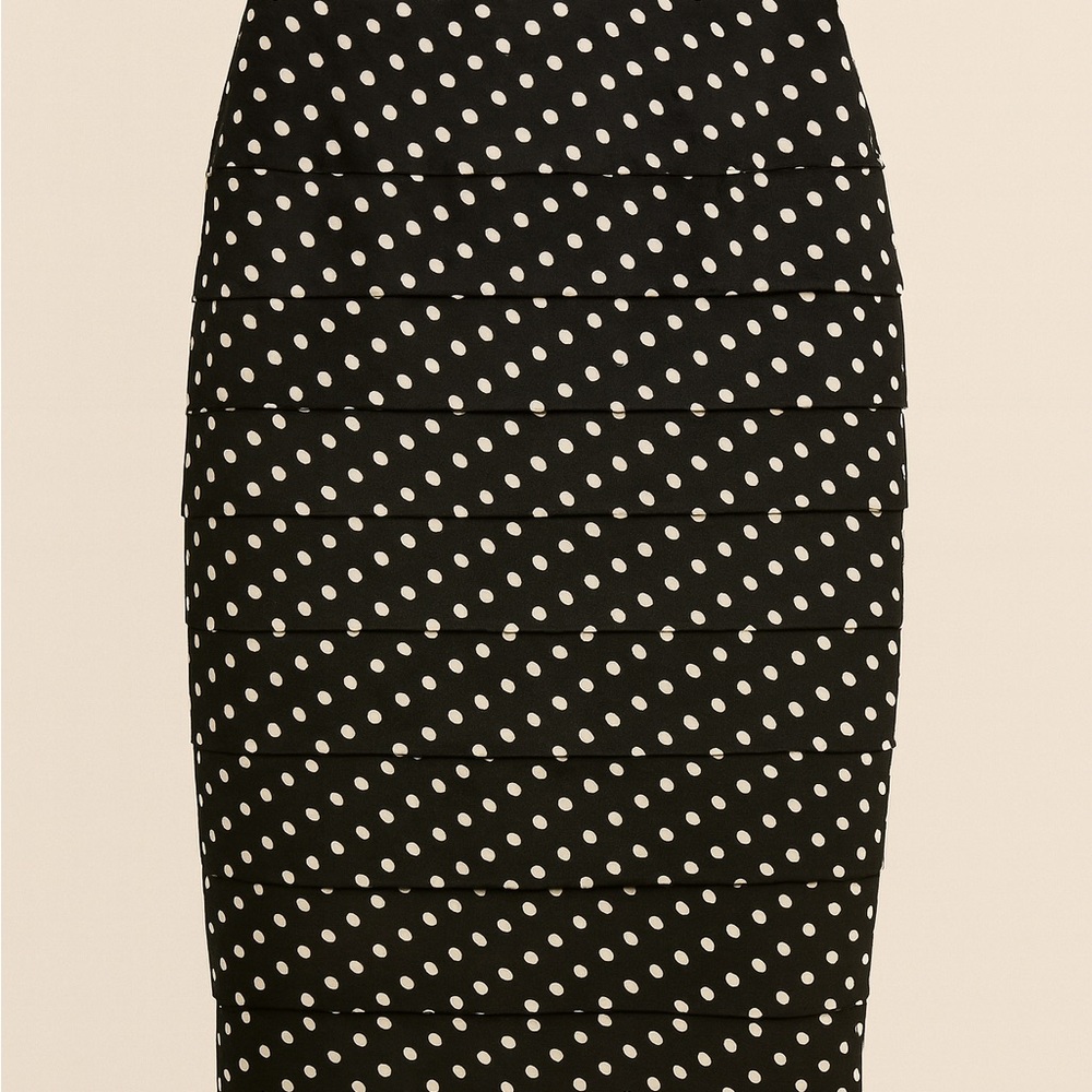 ABS Allen Schwartz Black and White Polka Dot Midi Skirt